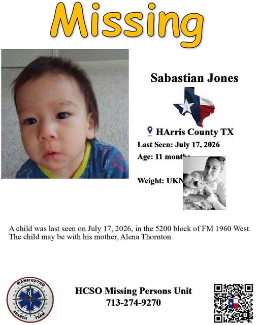 Sebastian Jones Missing, Houston, Texas, Amber alert for missing Child